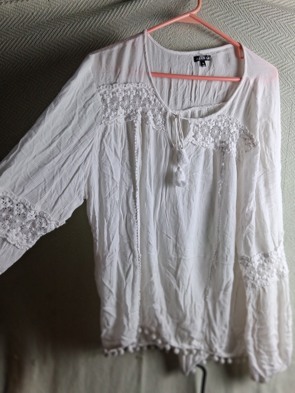 Hannah White Crochet-Trim Peasant Tunic
